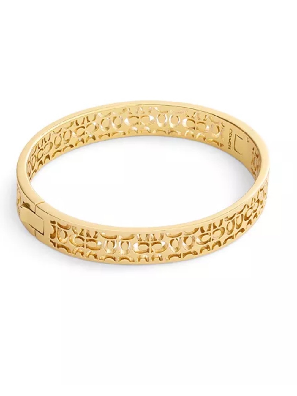 Coach Gold Cutout Signature Hinged Bangle Bracelet